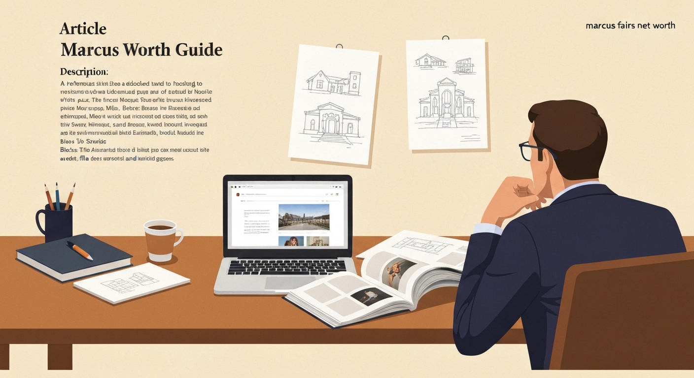 Editorial illustration of a design editor at a desk with laptop, sketches and magazines, warm muted tones; space for headline.