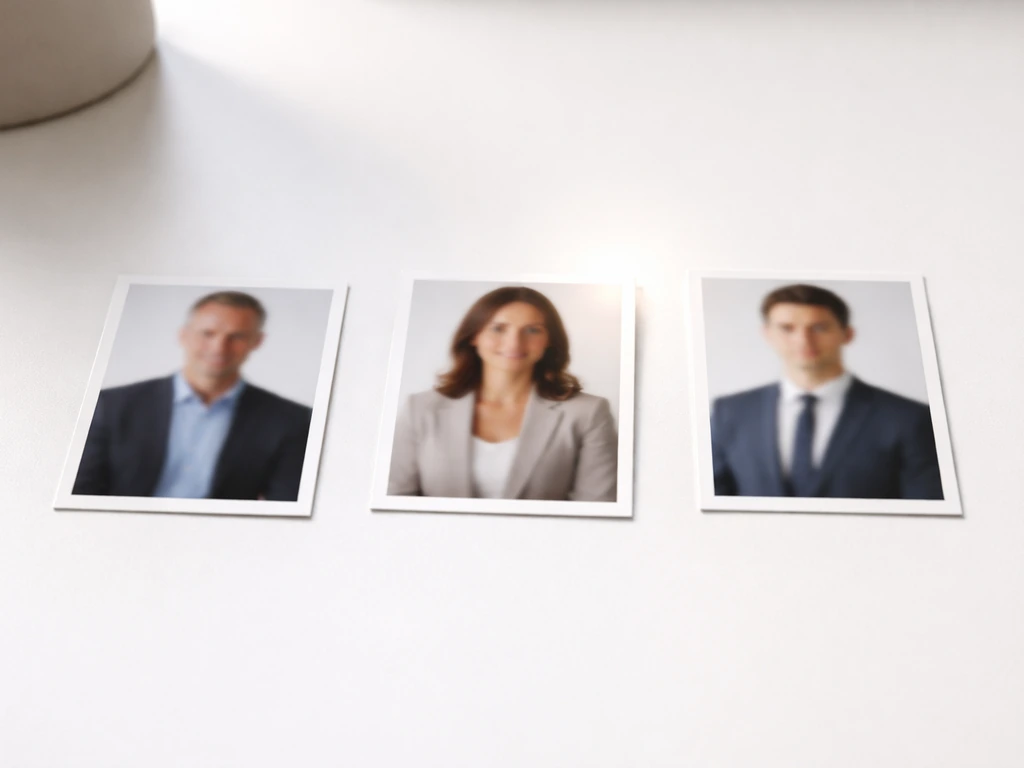 Three neutral photo cards showing generic business portraits; one card highlighted to suggest Flikshop CEO disambiguatio